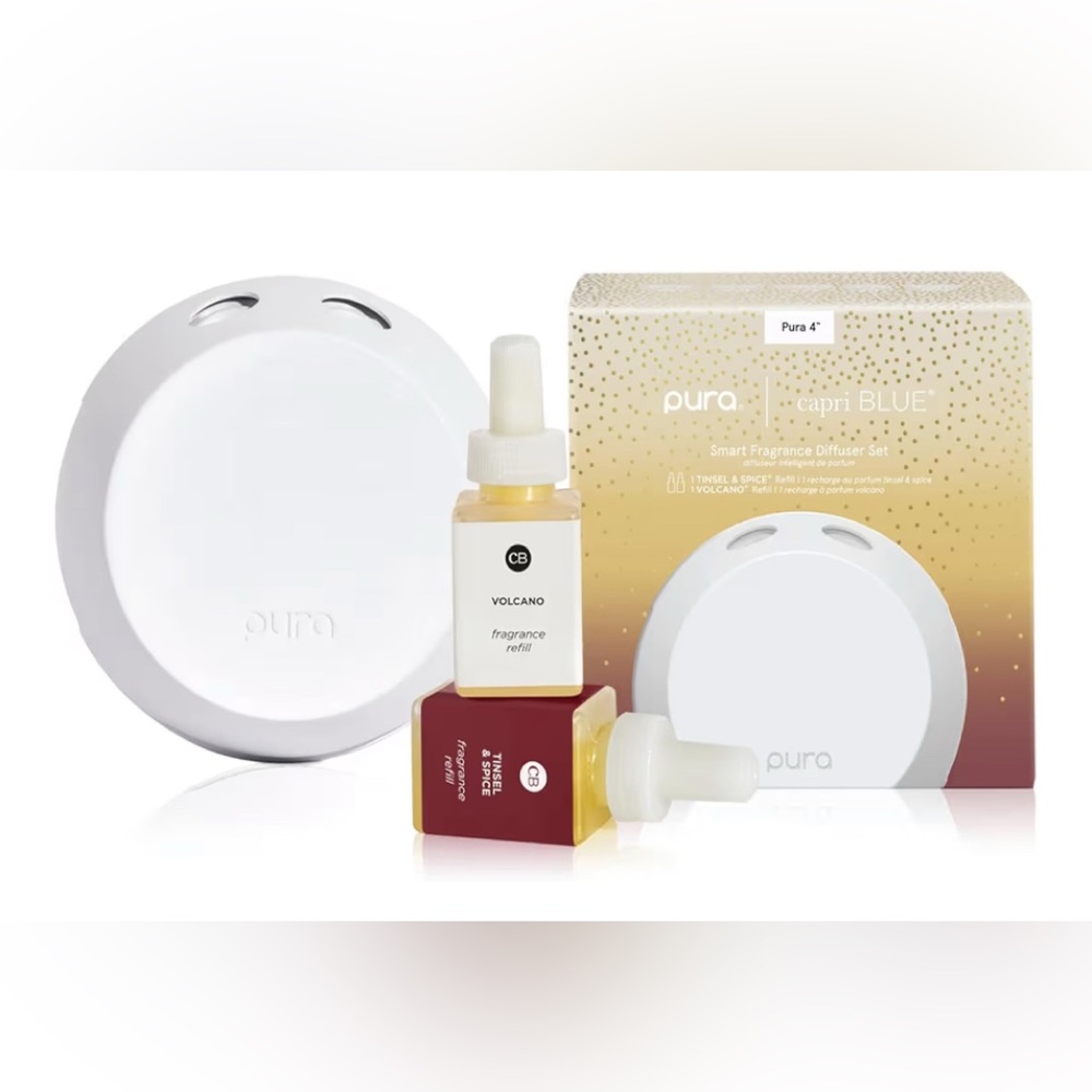 Capri Blue Pura 4 Smart Home Fragrance Scent Diffuser Kit (Tinsel&Spice-Volcano)